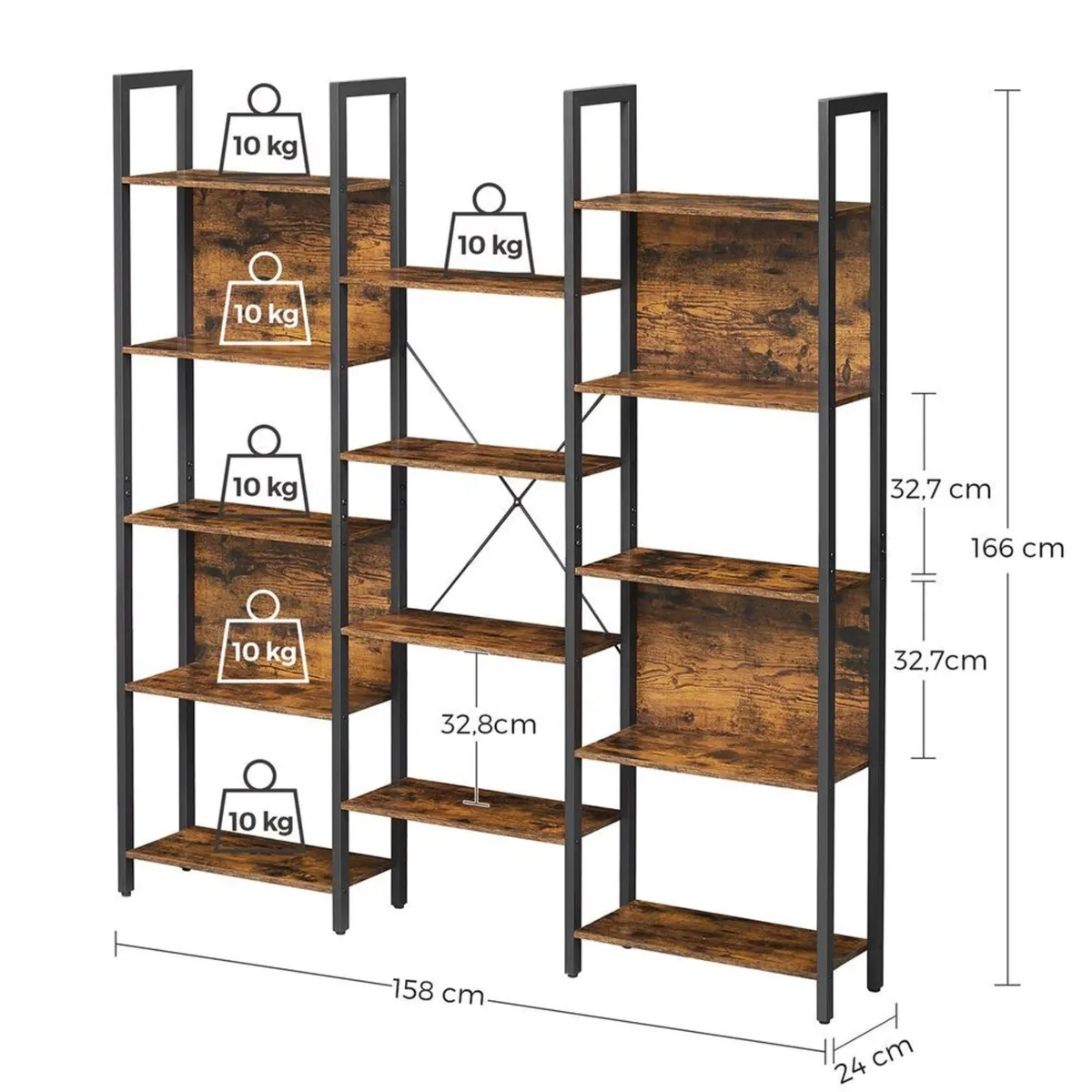 New Bookcase 14 Shelves (Brown or Greige) FREE P&P - Image 3