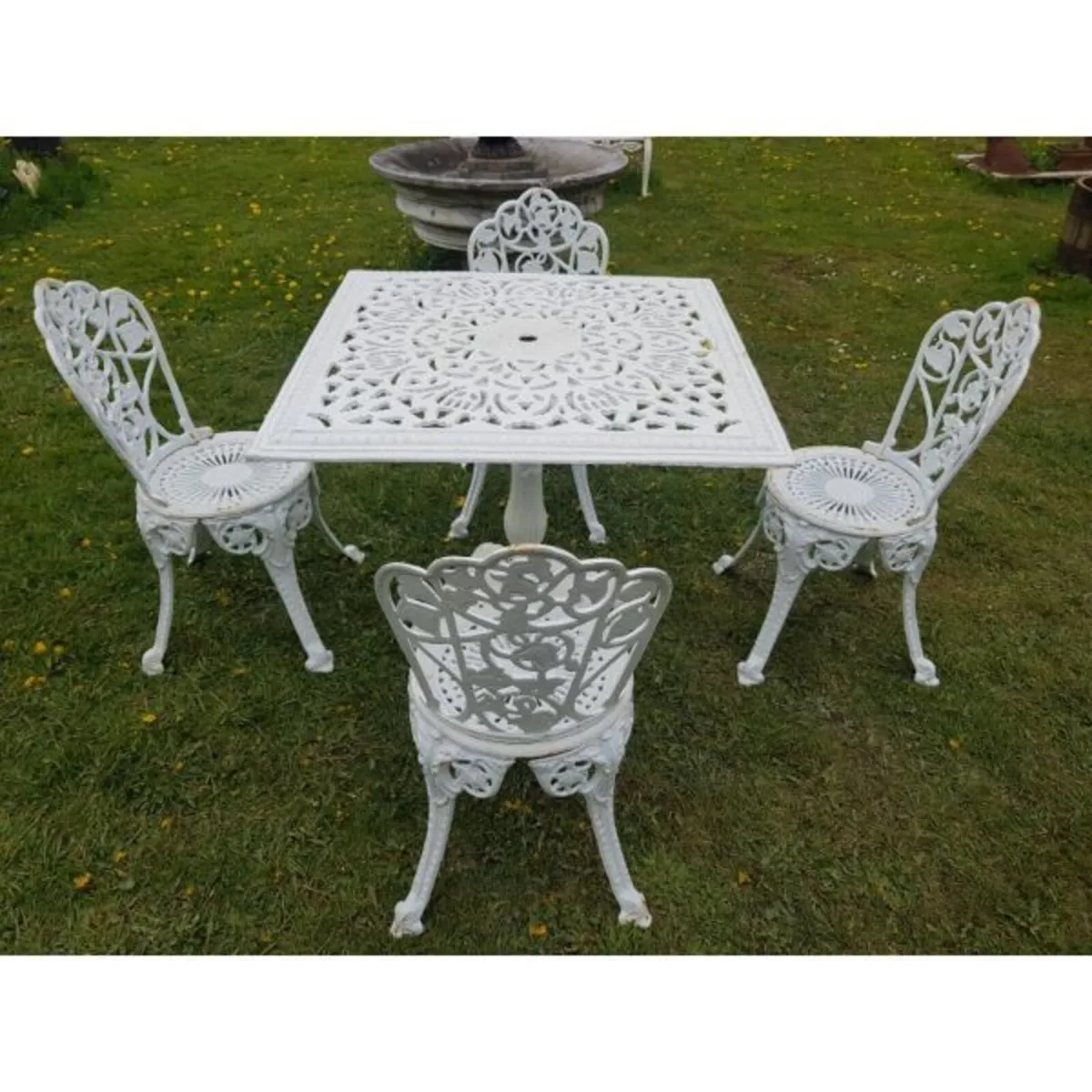 Cast Iron Garden Set – Square Table and Chairs – S - Image 1