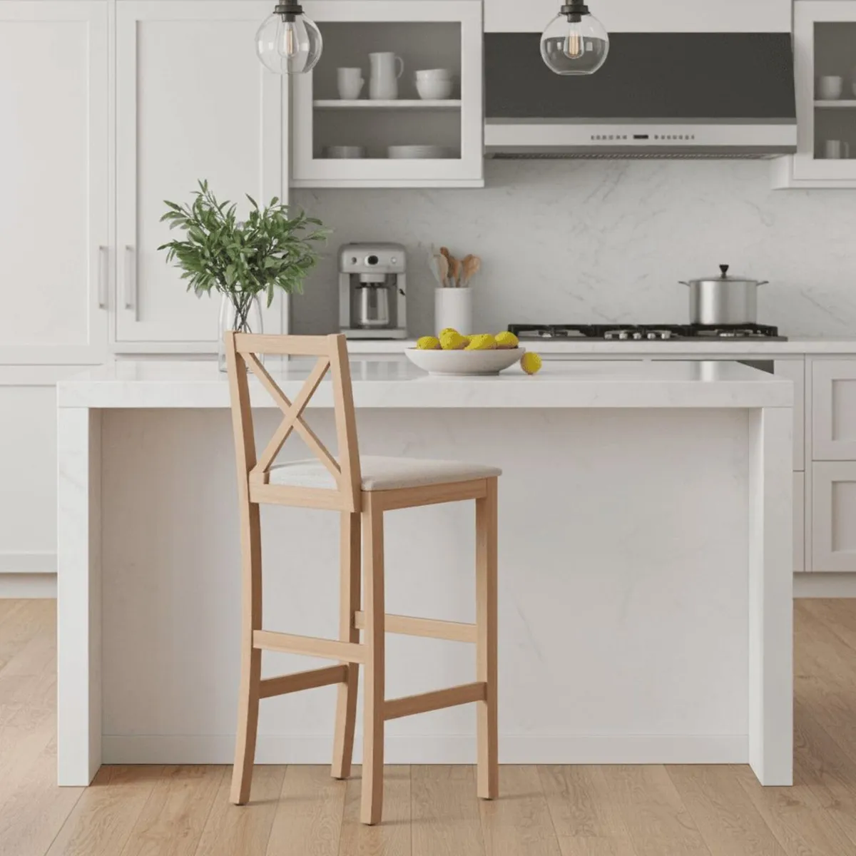 Hampton Traditional Cross-Back Bar Stool - Image 1