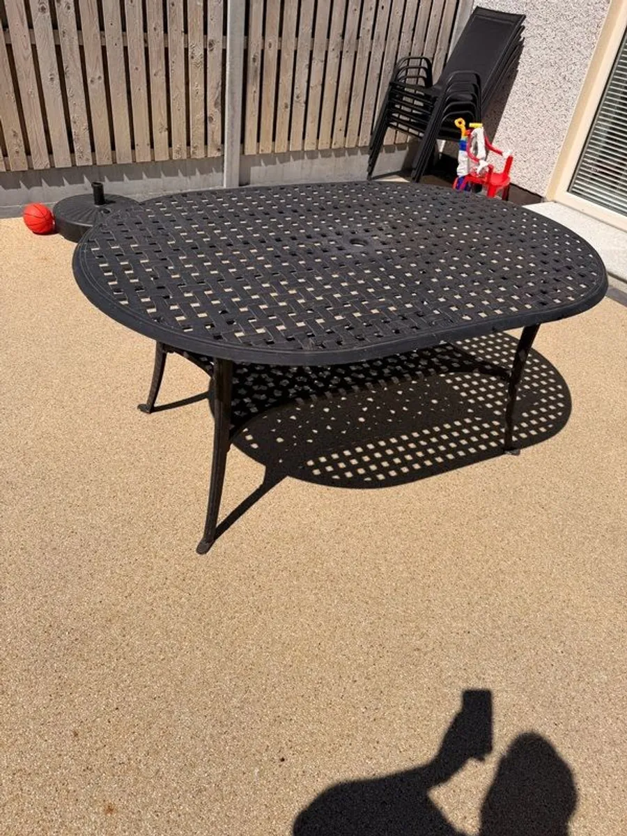 Outdoor Cast Iron Patio Table + 6 Chairs Set - Image 3