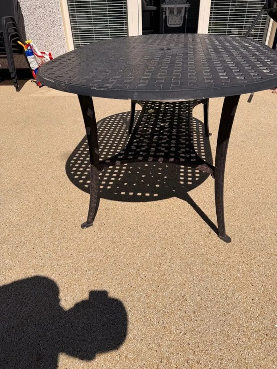 Outdoor Cast Iron Patio Table + 6 Chairs Set - Image 4