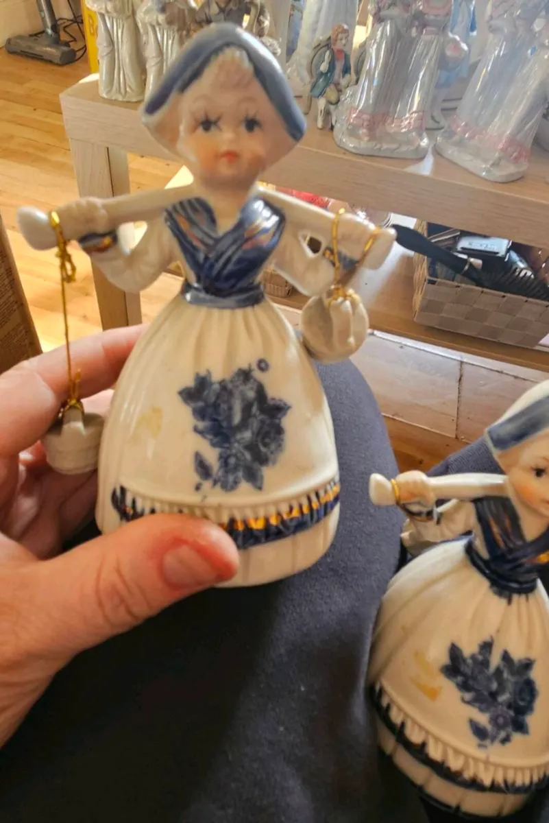 Pair of Dutch Blue and White Ornamental Bells - Image 1