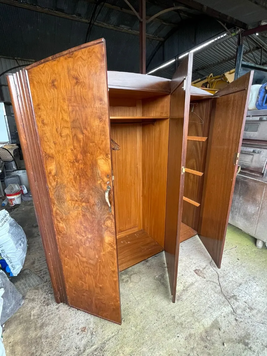 Large Vintage Walnut Triple Wardrobe - Image 1