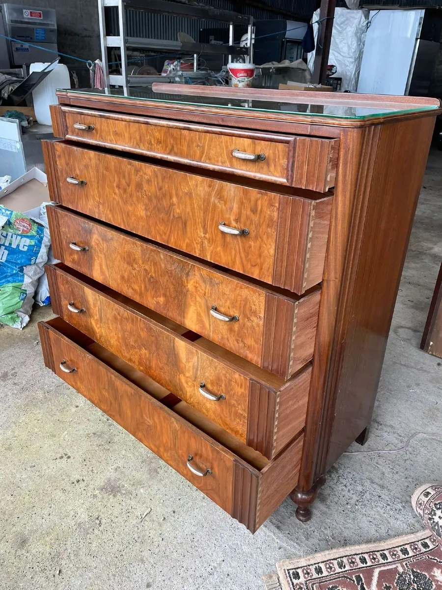 Vintage Walnut Tallboy Chest of Drawers - Image 2