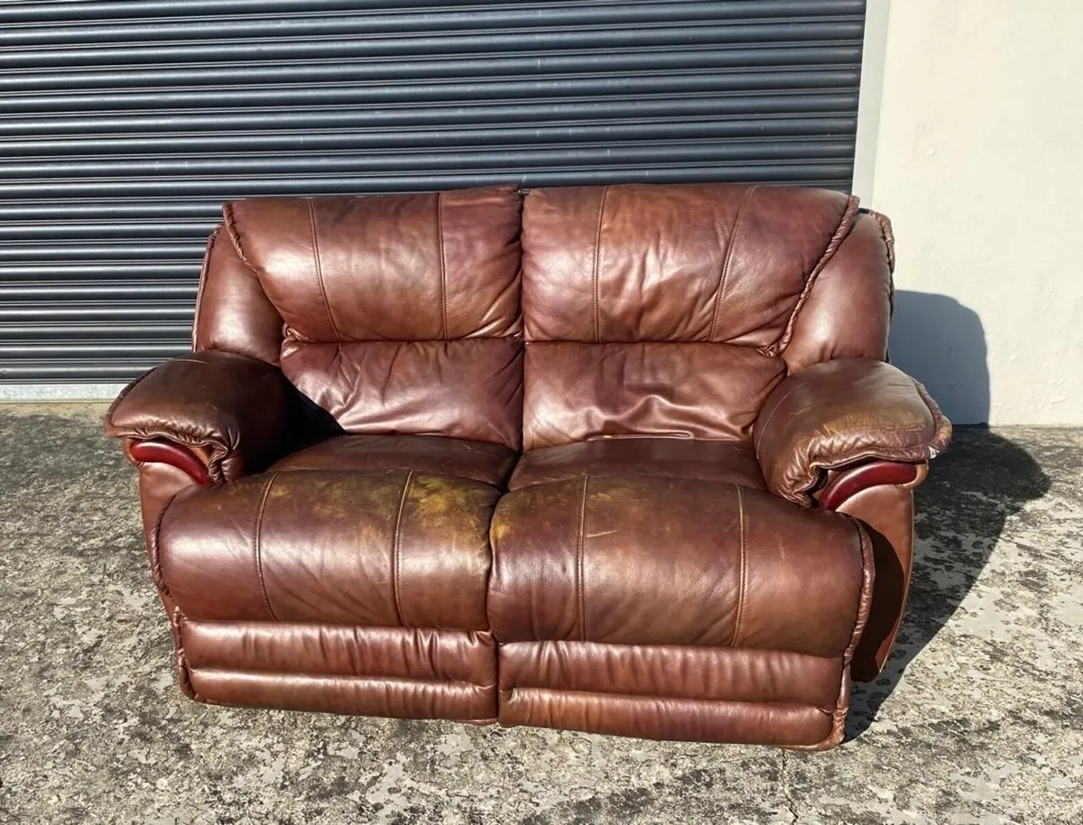Brown leather electric recliner