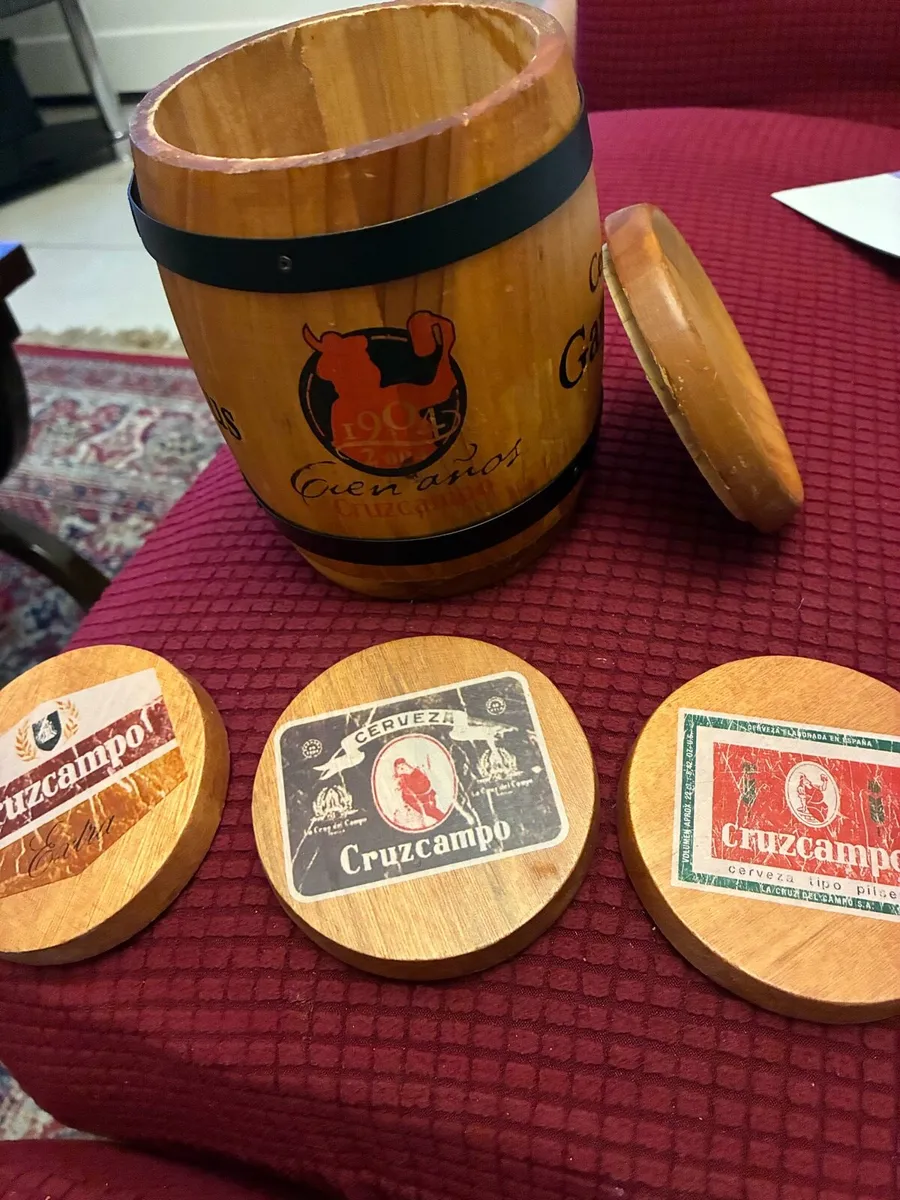 Vintage Cruzcampo Coaster Barrel - Image 1