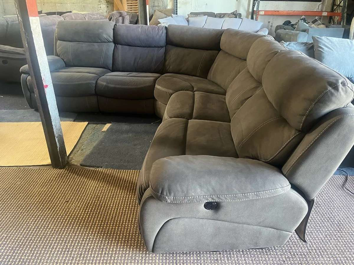 Grey corner recliner electric couch - Image 1