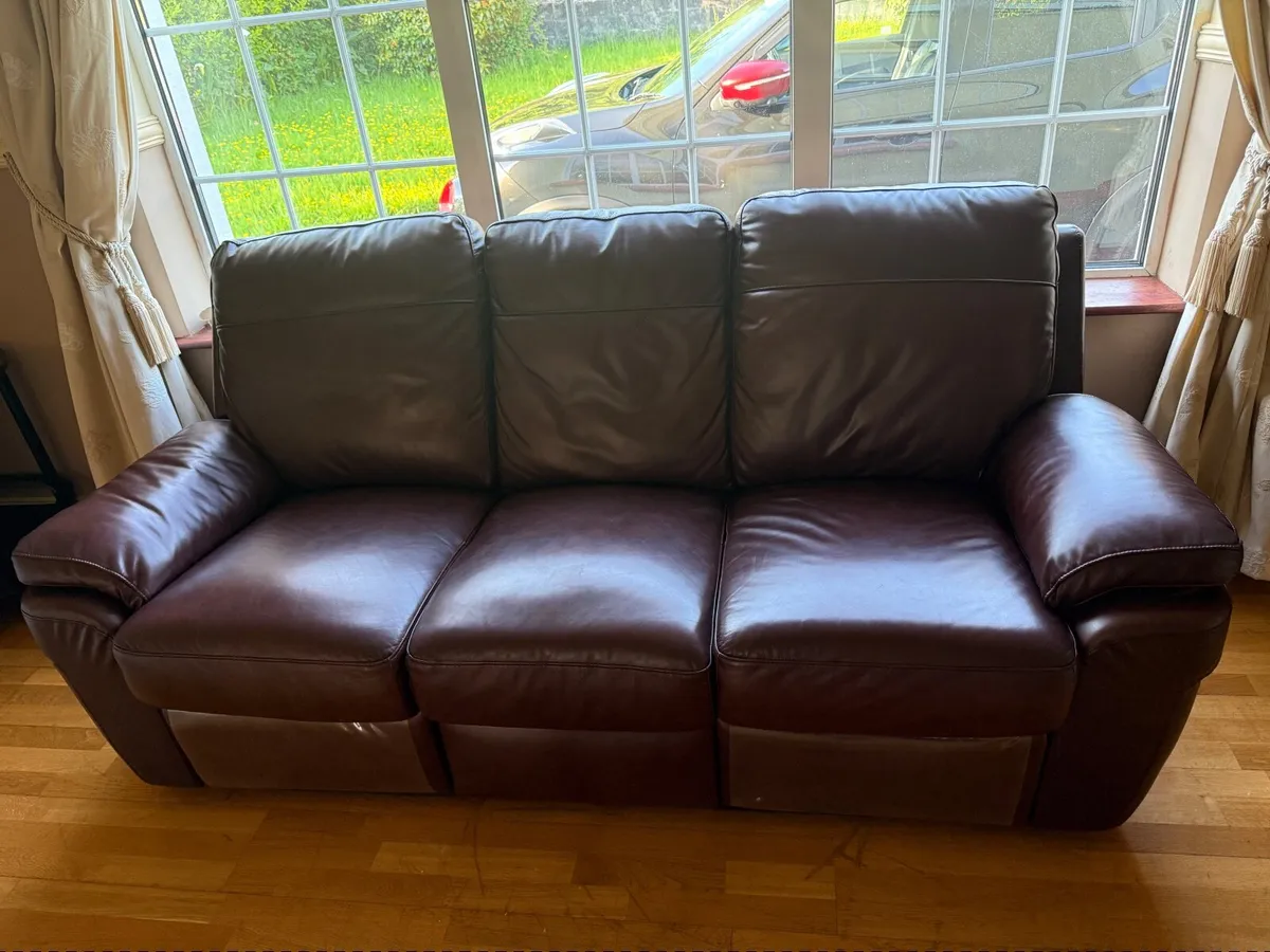 Leather three seater recliner couch - Image 1