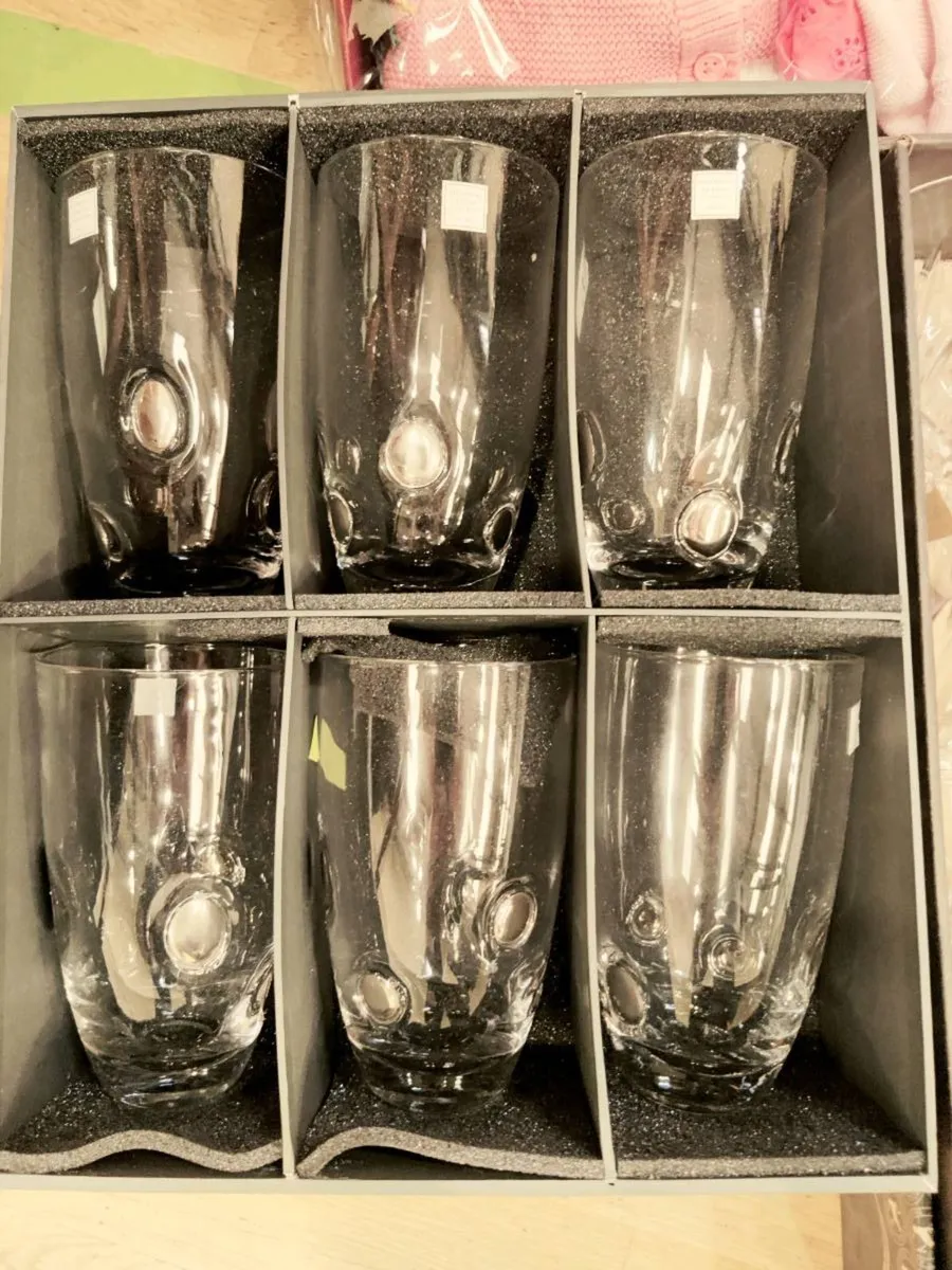 TIPPERARY CRYSTAL PINT TUMBLERS, Set Of 6 In Box ! - Image 1
