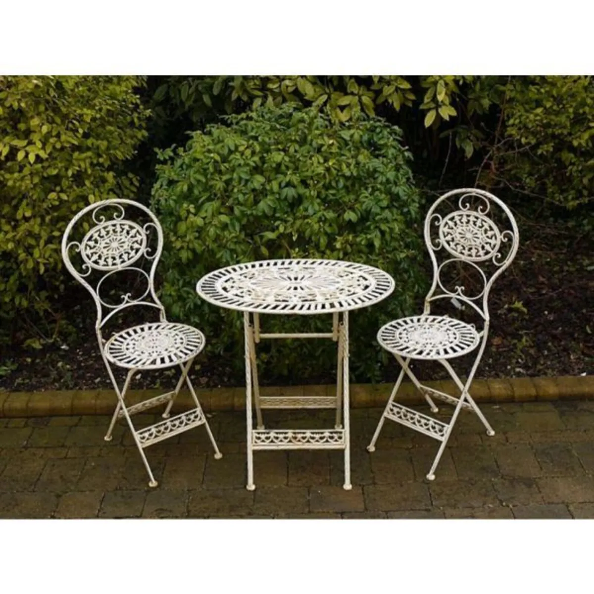 Two seater table and chairs – Oval White – D906 - Image 1