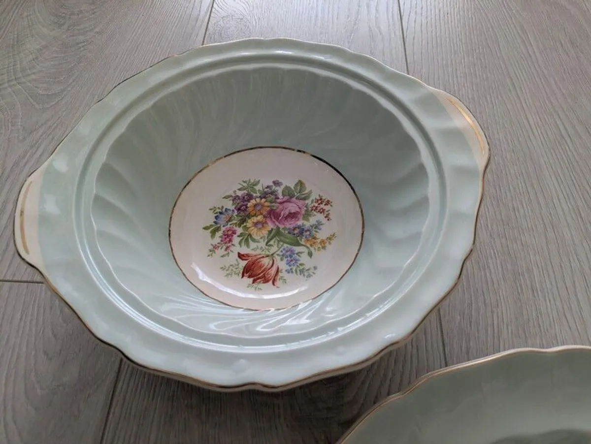 Elegant Vintage Johnson Bros Dinner Set  Pastel Green Floral  Serving Pieces Included - Image 4