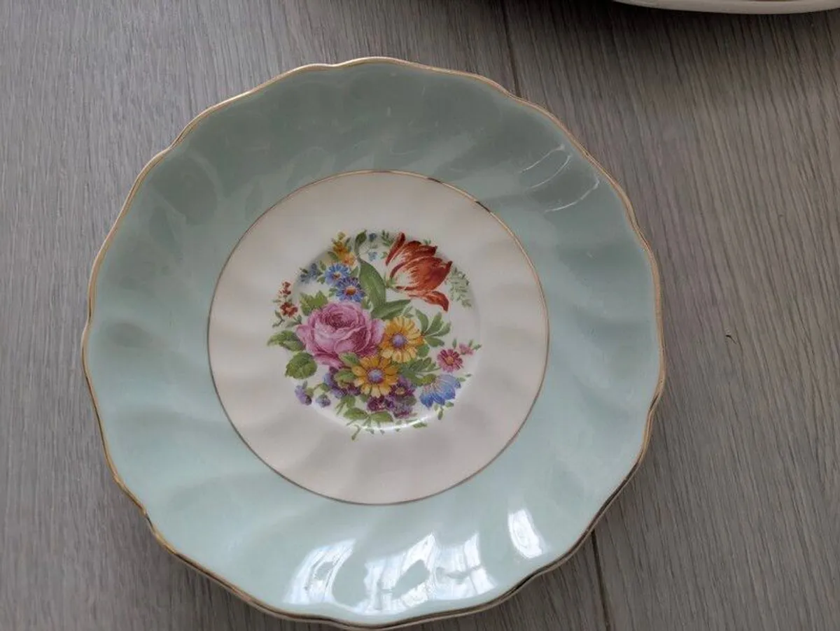 Elegant Vintage Johnson Bros Dinner Set  Pastel Green Floral  Serving Pieces Included - Image 2