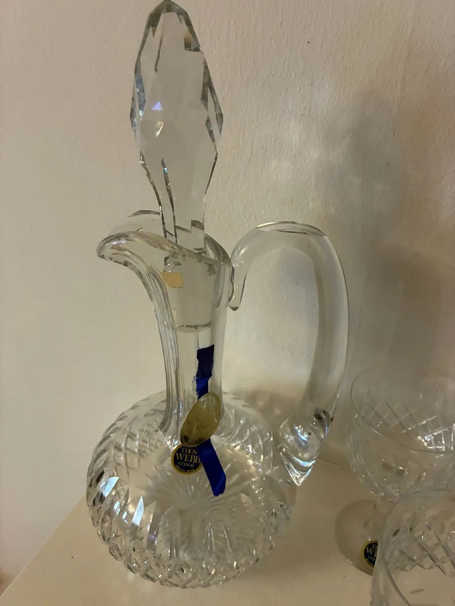 Vintage Thomas Webb Crystal Decanter & Glasses - Image 2
