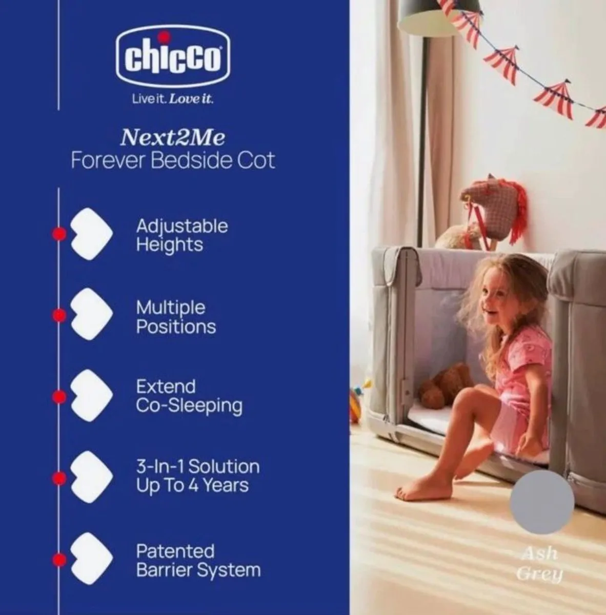 Chicco Next2Me Forever Bedside Crib & Cot - Image 4