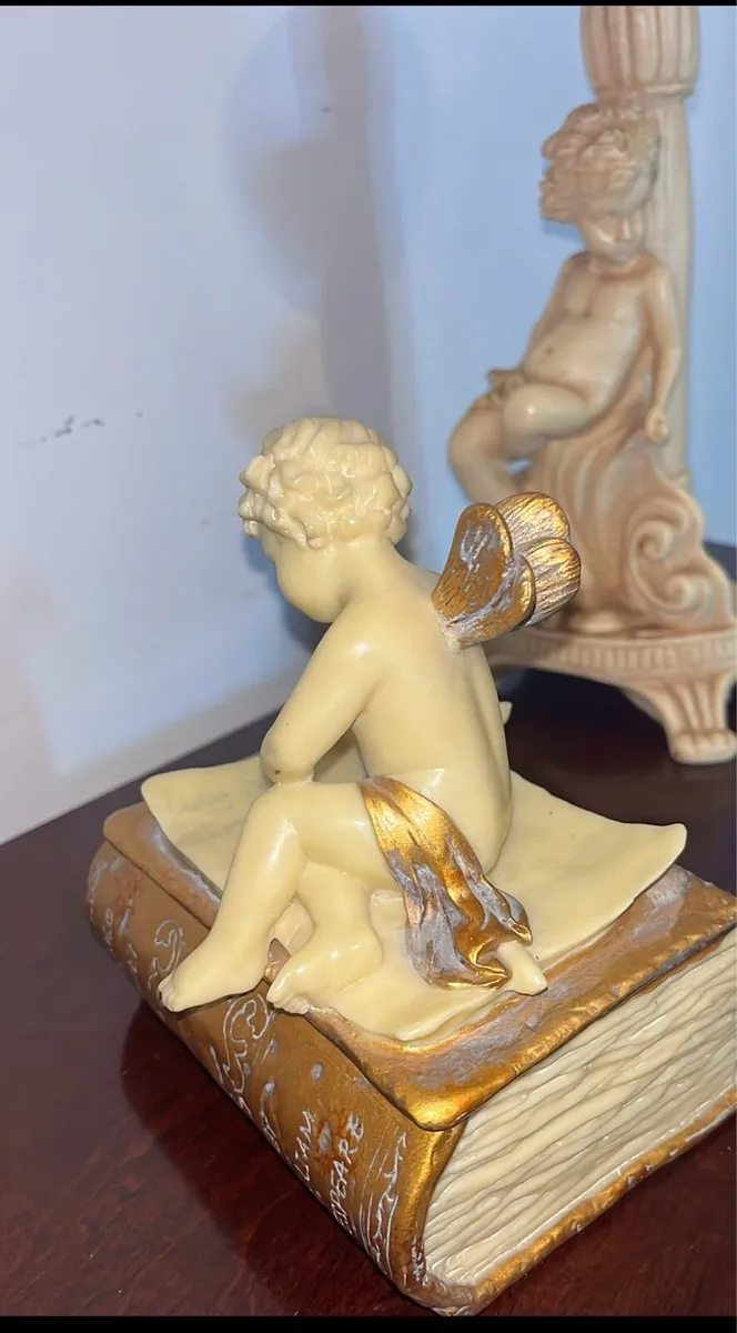 Vintage Cherub Decor Set–BookTrinket Box &column - Image 4
