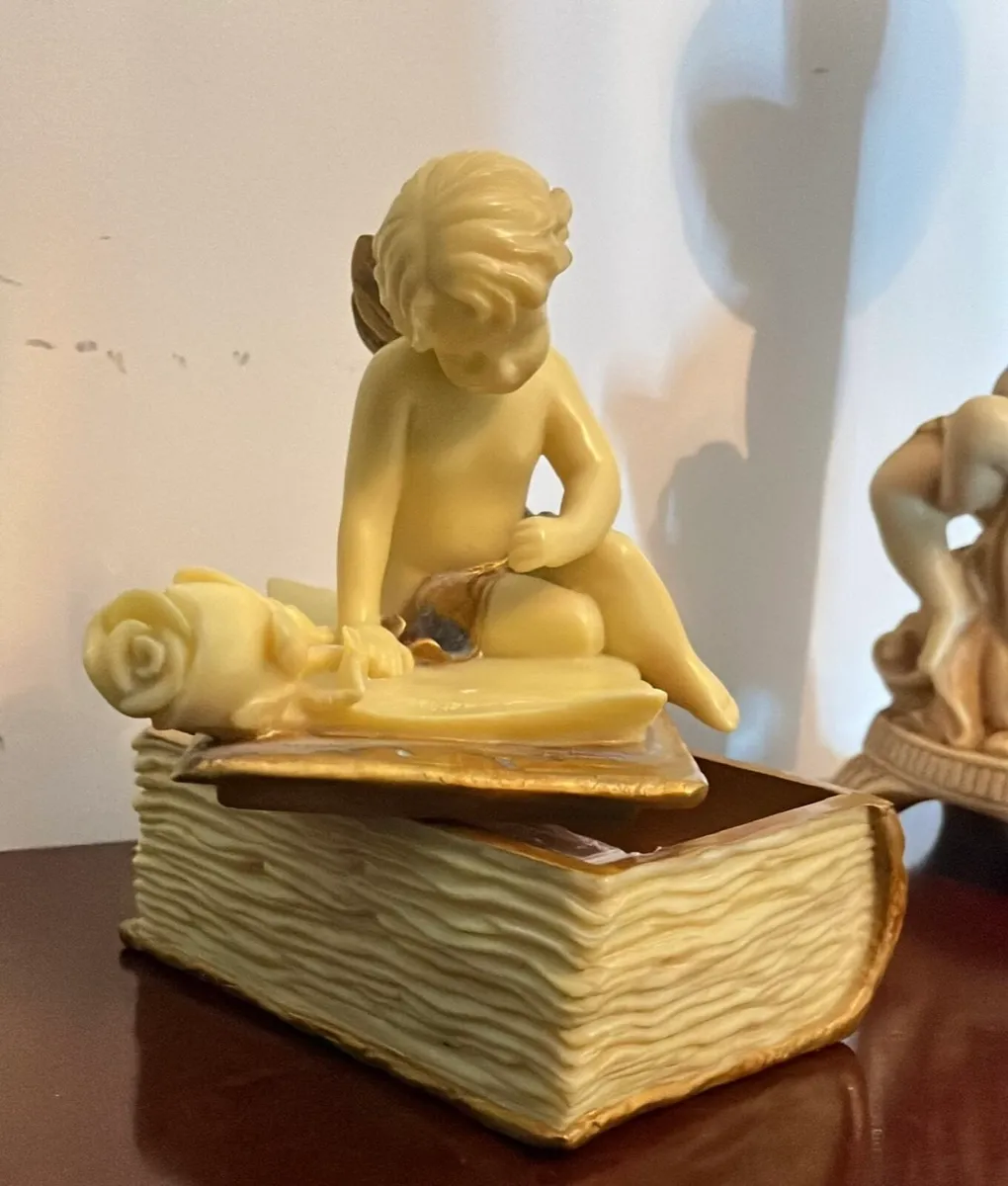 Vintage Cherub Decor Set–BookTrinket Box &column - Image 2