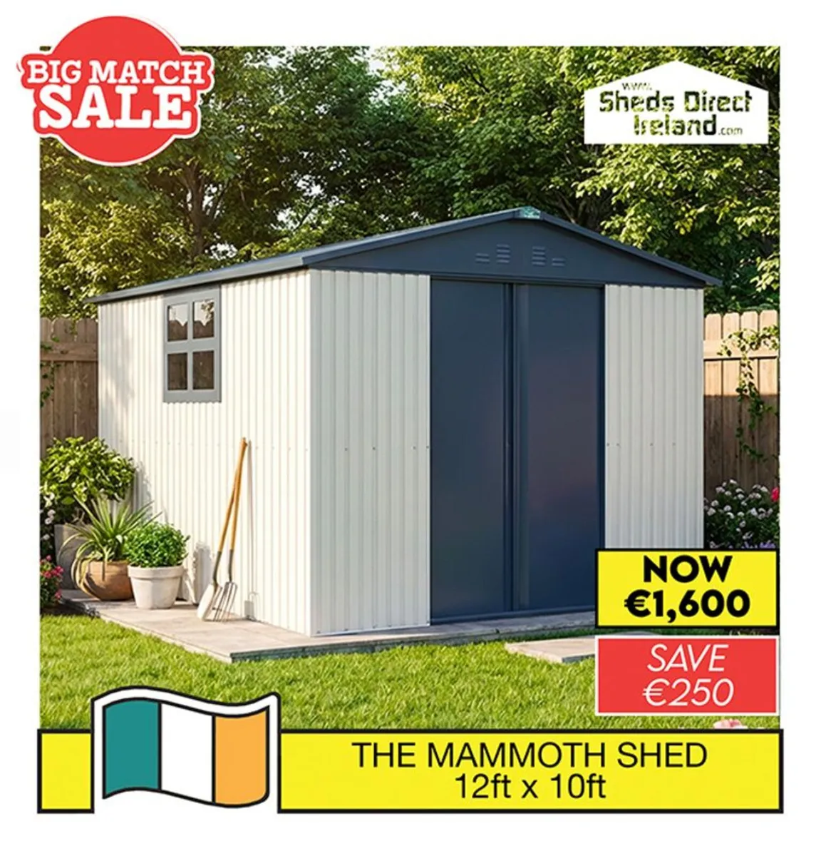 Mammoth 12ft wide x 10ft long Garden Shed - Image 1