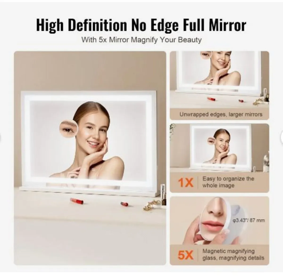 Lighted Makeup Mirror 3 Color w/ Bluetooth - Image 4