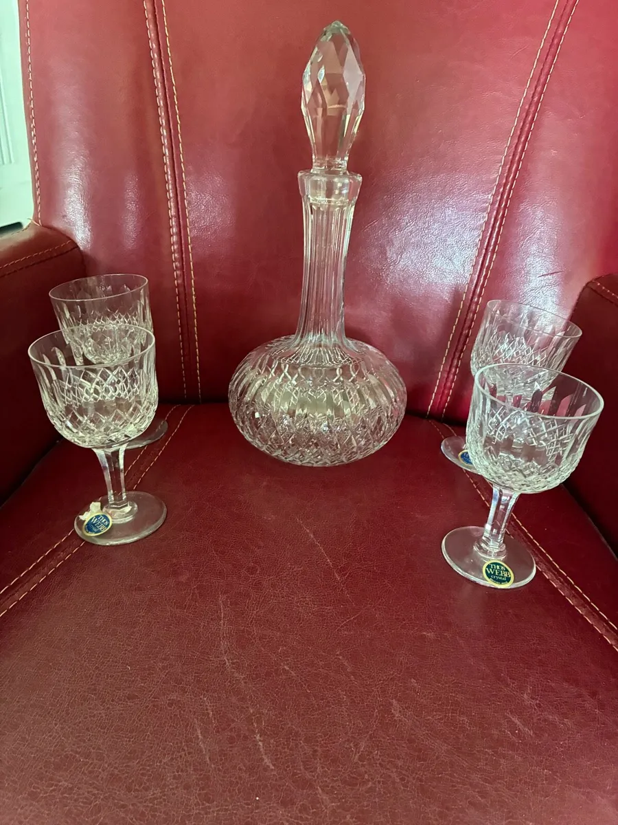 Vintage This Webb Crystal Decanter & Glasses Set - Image 1