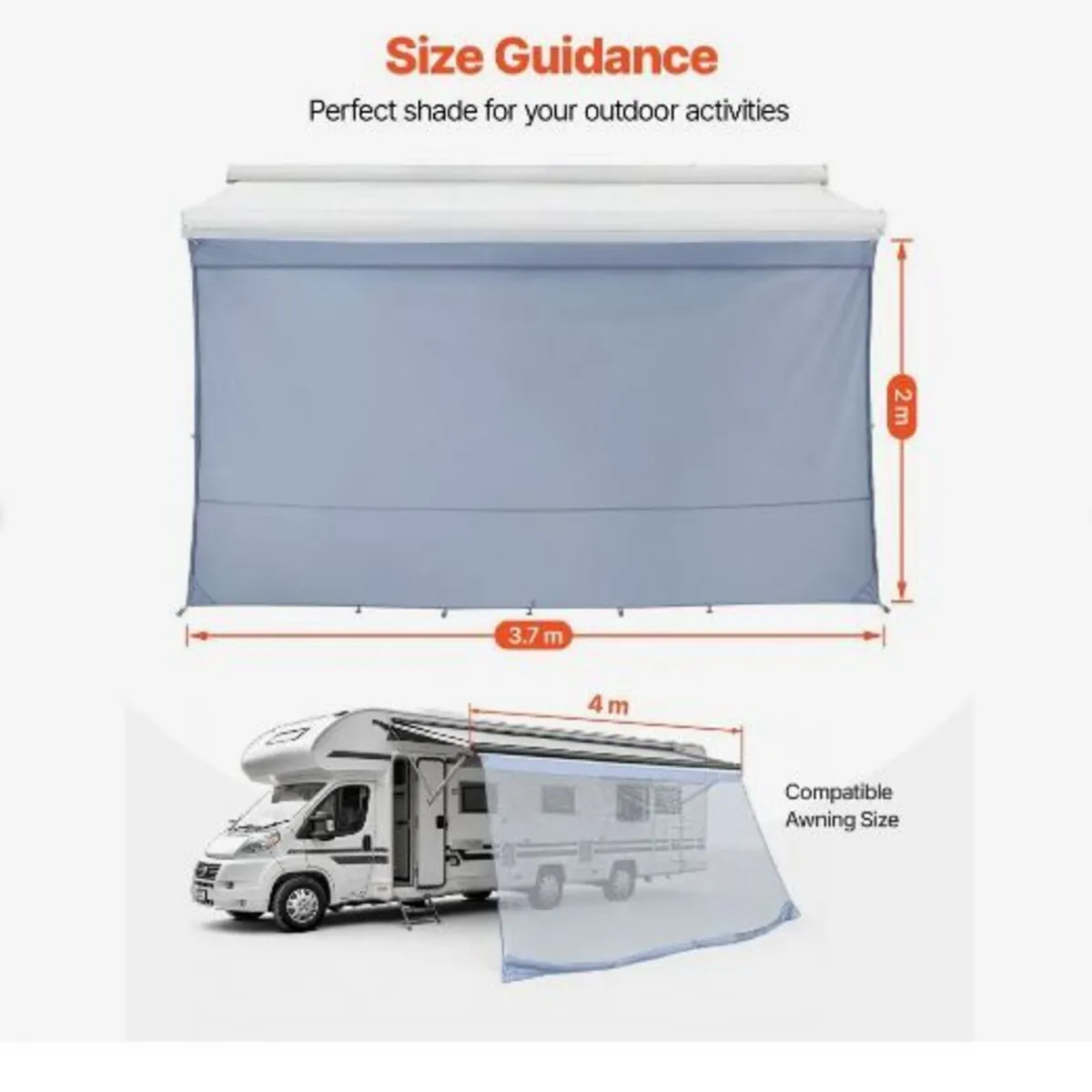 RV Awning Sun Shade Screen, 2 x 3.7 m RV - Image 4