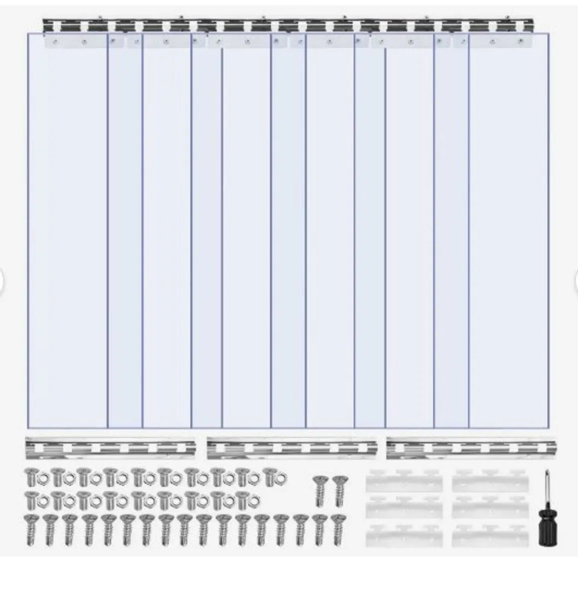 Clear PVC Strip Curtain, 2.1 m Height x 0.9 m Widt - Image 2