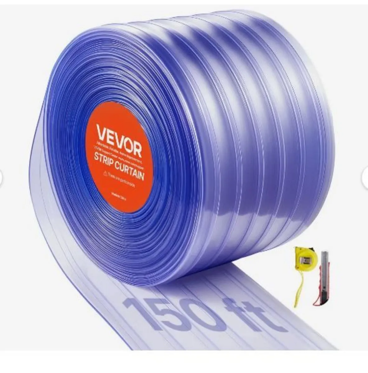 Clear PVC Strip Curtain, 45.7 m Length x 30.5 cm - Image 1