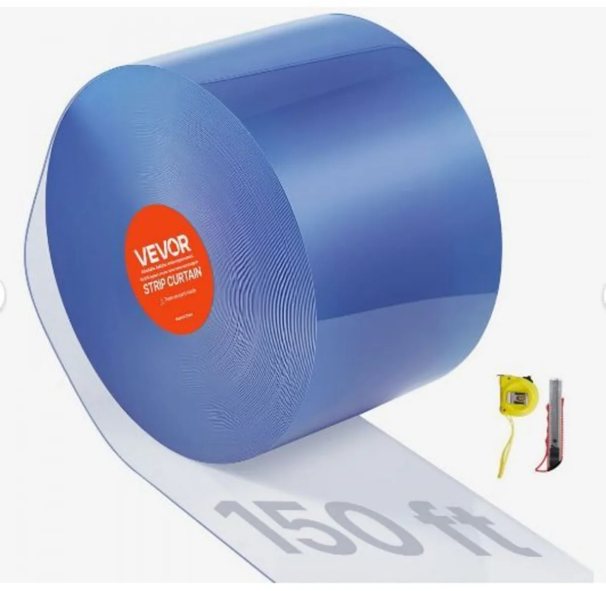 Clear PVC Strip Curtain, 45.7 m Length x 20 cm - Image 1