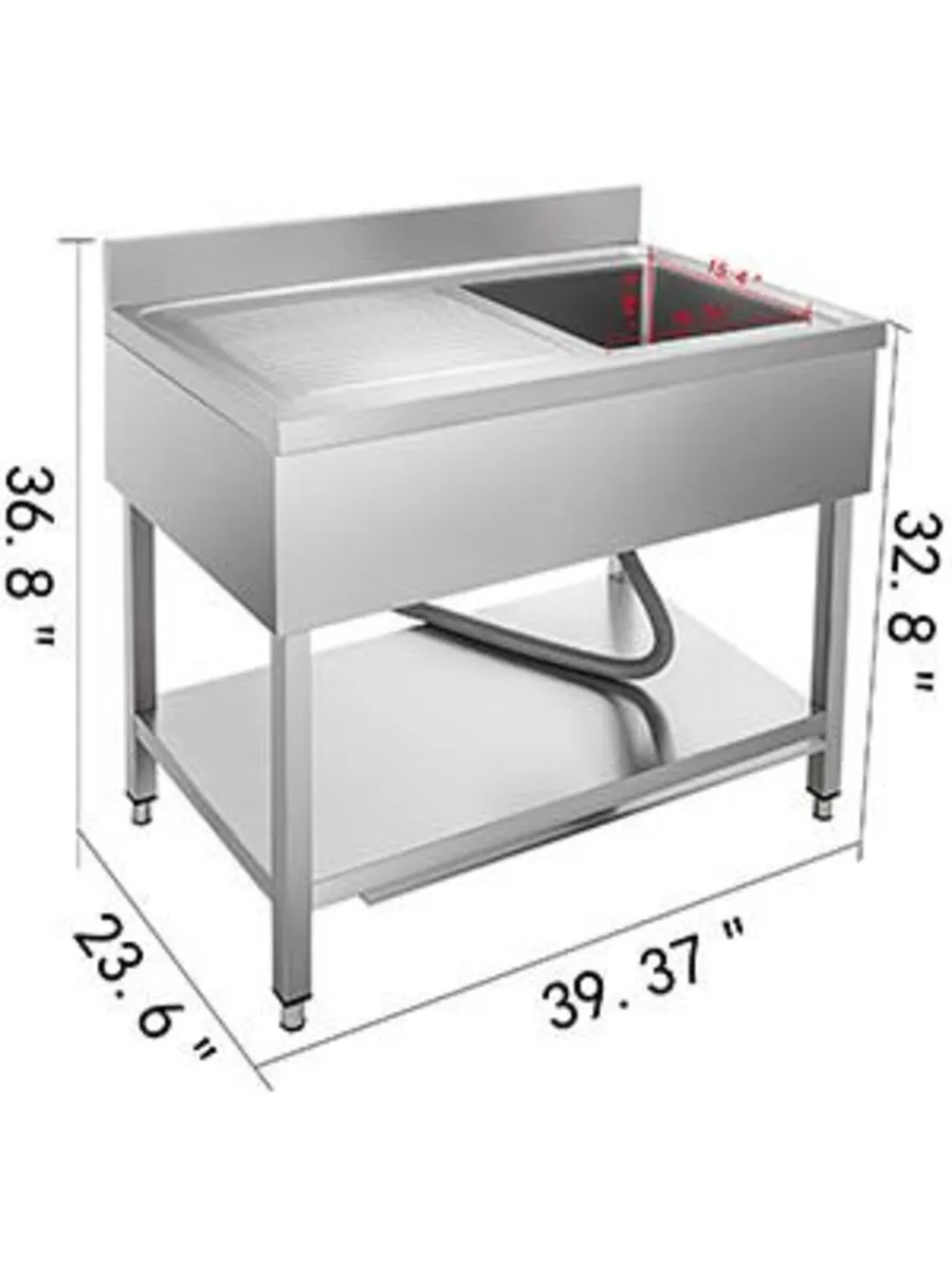 Sink Stainless Steel Bar Kitchen Utility Unit - Image 2