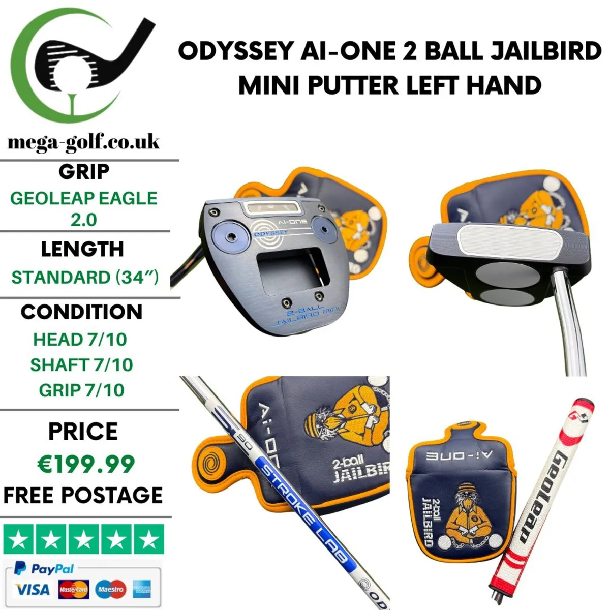 Odyssey Ai-One 2 Ball Jailbird Mini Putter / 34'' - Image 1
