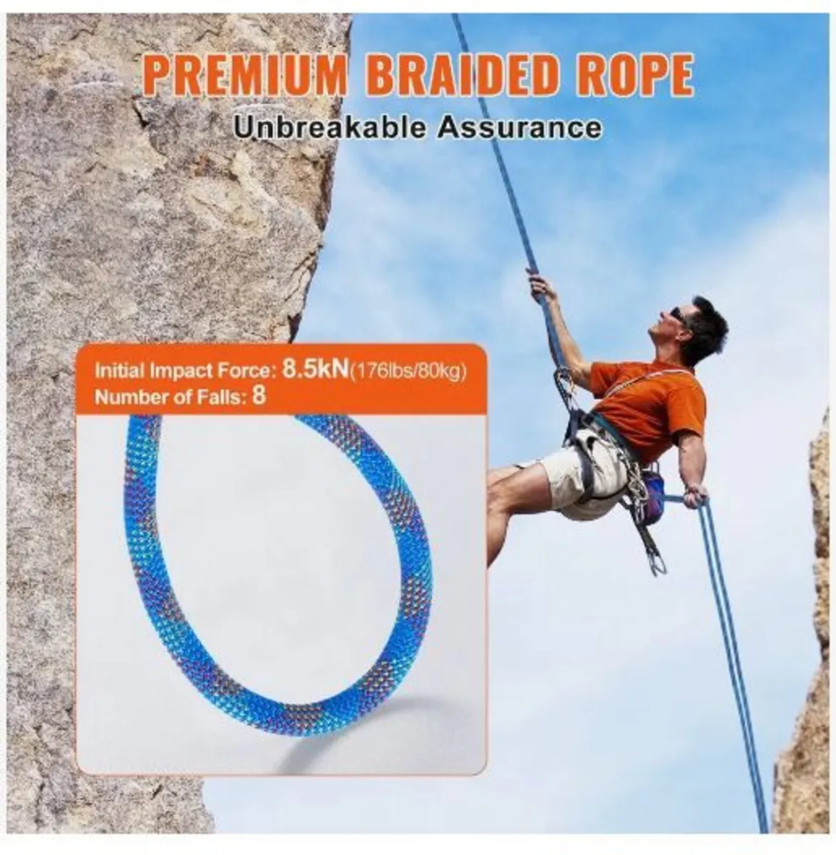 10.2mm Dynamic Climbing Rope, 40M(131ft) - Image 2