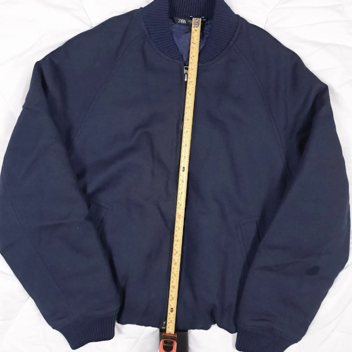 Zara Navy Blue Bomber Jacket Mens Padded Lined M - Image 2