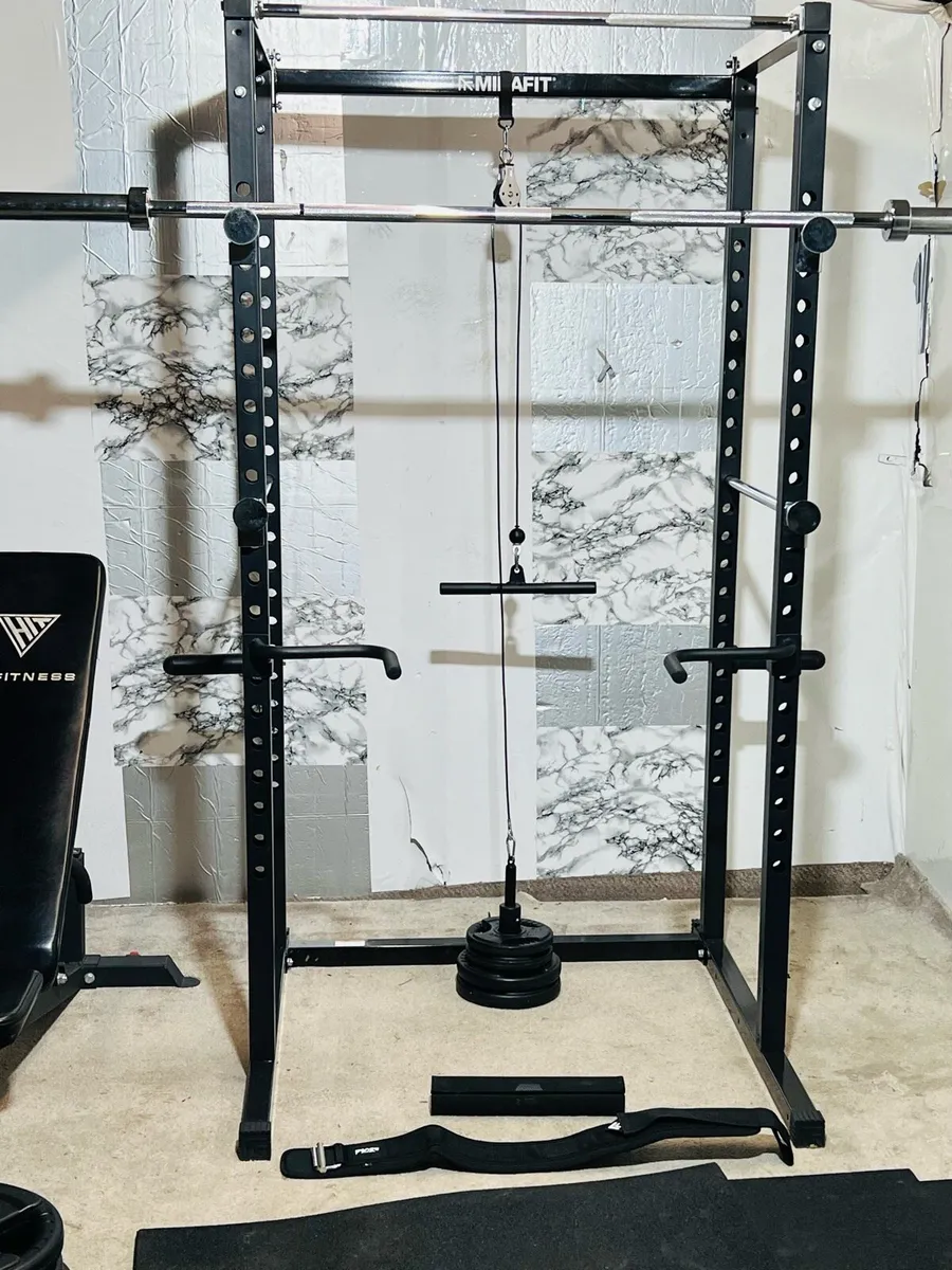 125KG OLYMPIC BARBELL WEIGTH SET POWER RACK BENCH+ - Image 3
