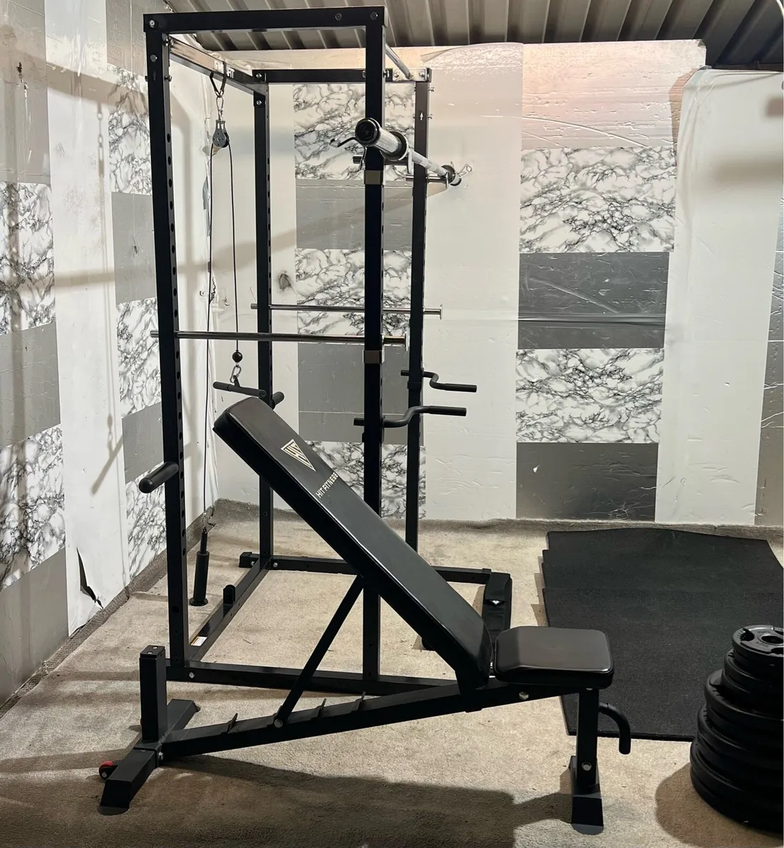 125KG OLYMPIC BARBELL WEIGTH SET POWER RACK BENCH+ - Image 4