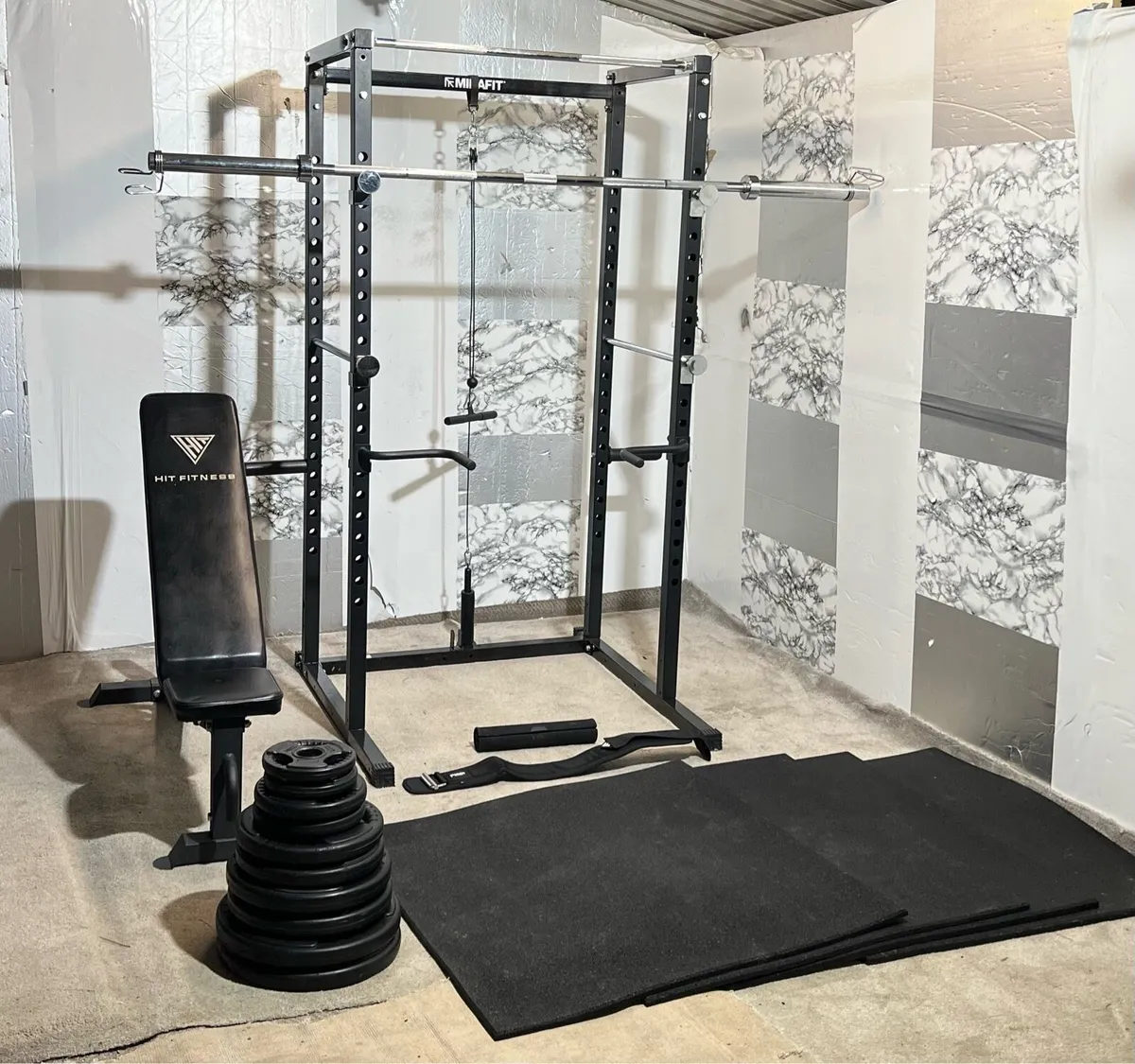 125KG OLYMPIC BARBELL WEIGTH SET POWER RACK BENCH+ - Image 1