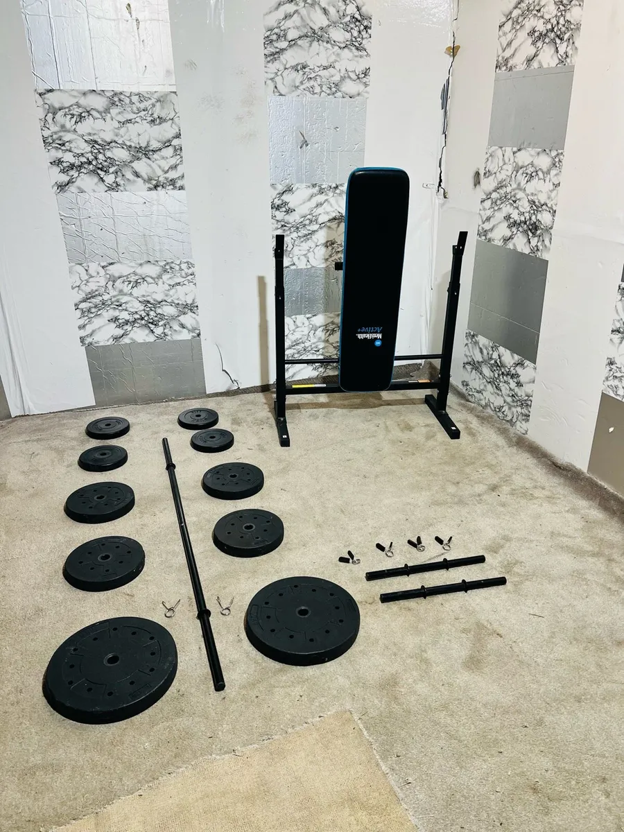 FOLDING WEIGHT BENCH 50KG WEIGHTS BARBELL DUMLS - Image 4