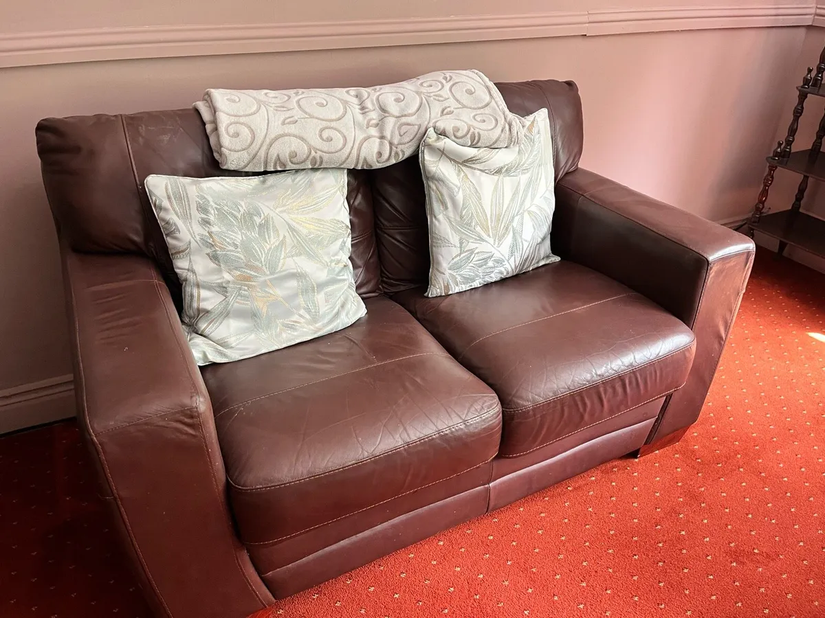 3 & 2 Seater Chocolate Brown Couches - Image 2