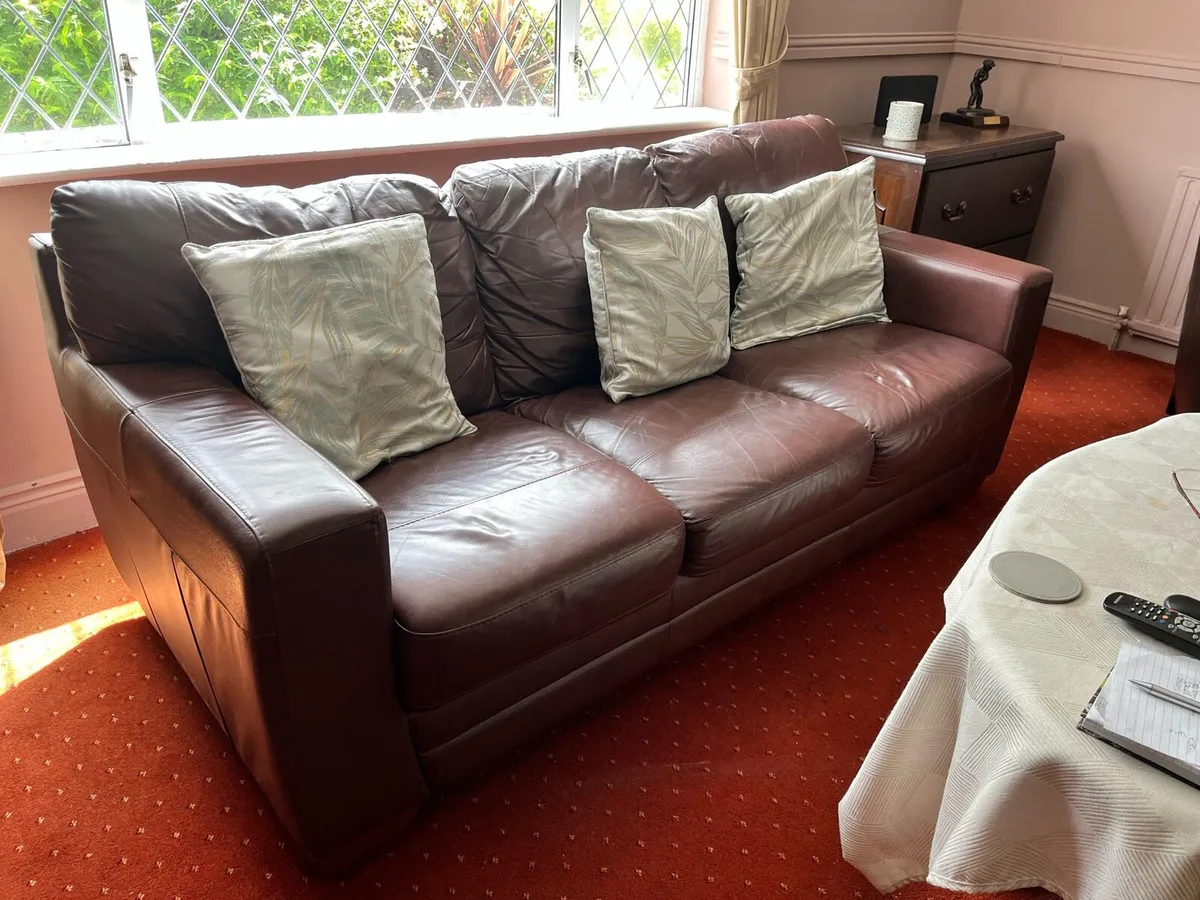 3 & 2 Seater Chocolate Brown Couches - Image 3