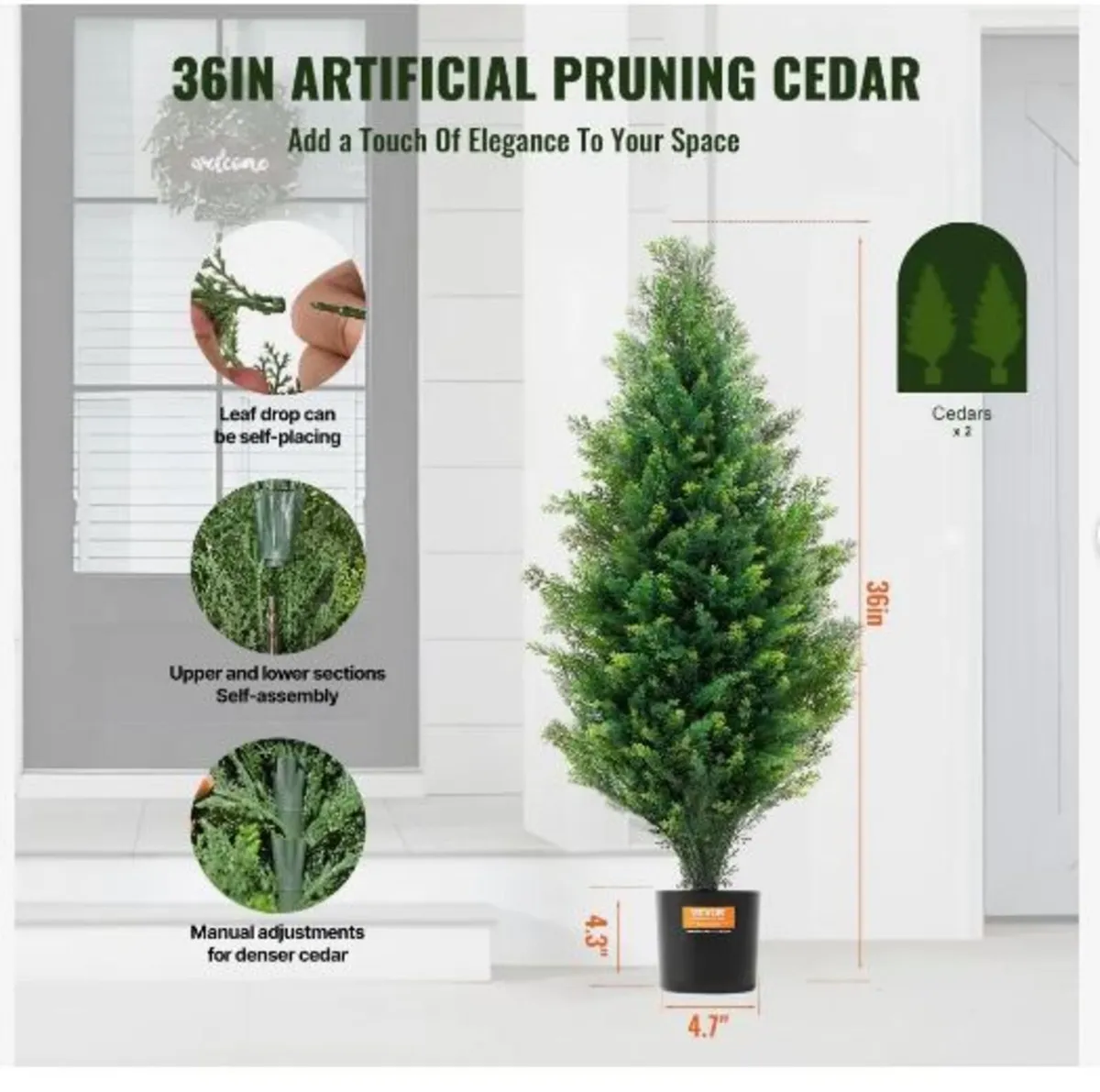 Artificial Cedar Topiary Tree, 36 inch - Image 1