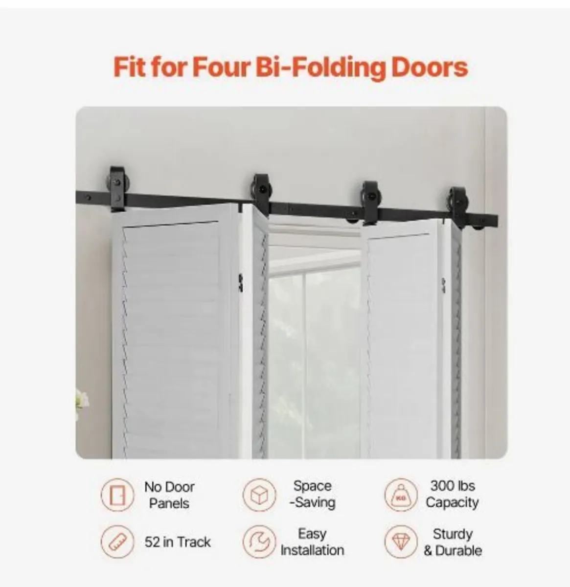 Bi-Folding Sliding Barn Door Hardware Track Kit - Image 2