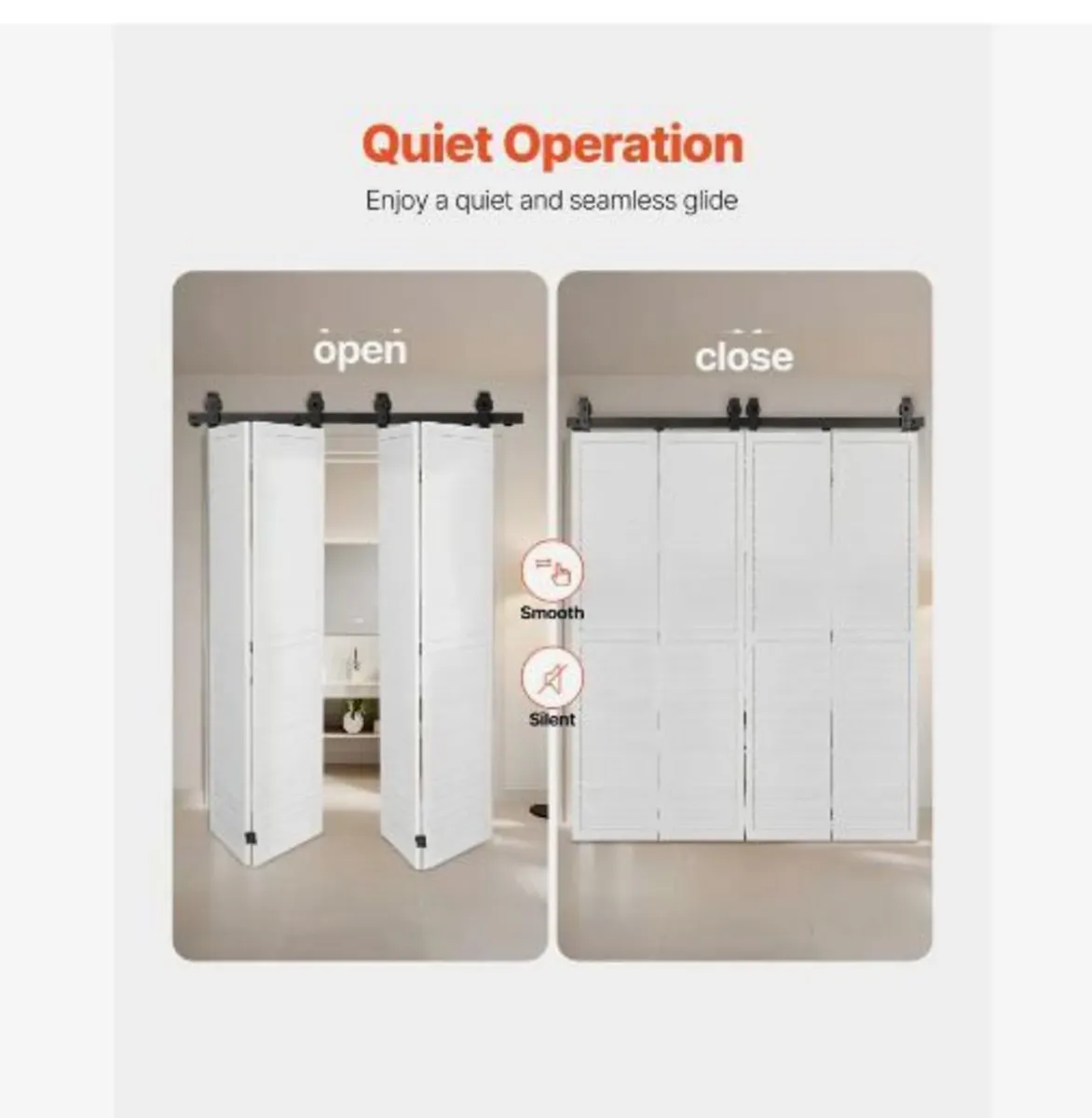 Bi-Folding Sliding Barn Door Hardware Track Kit, - Image 3