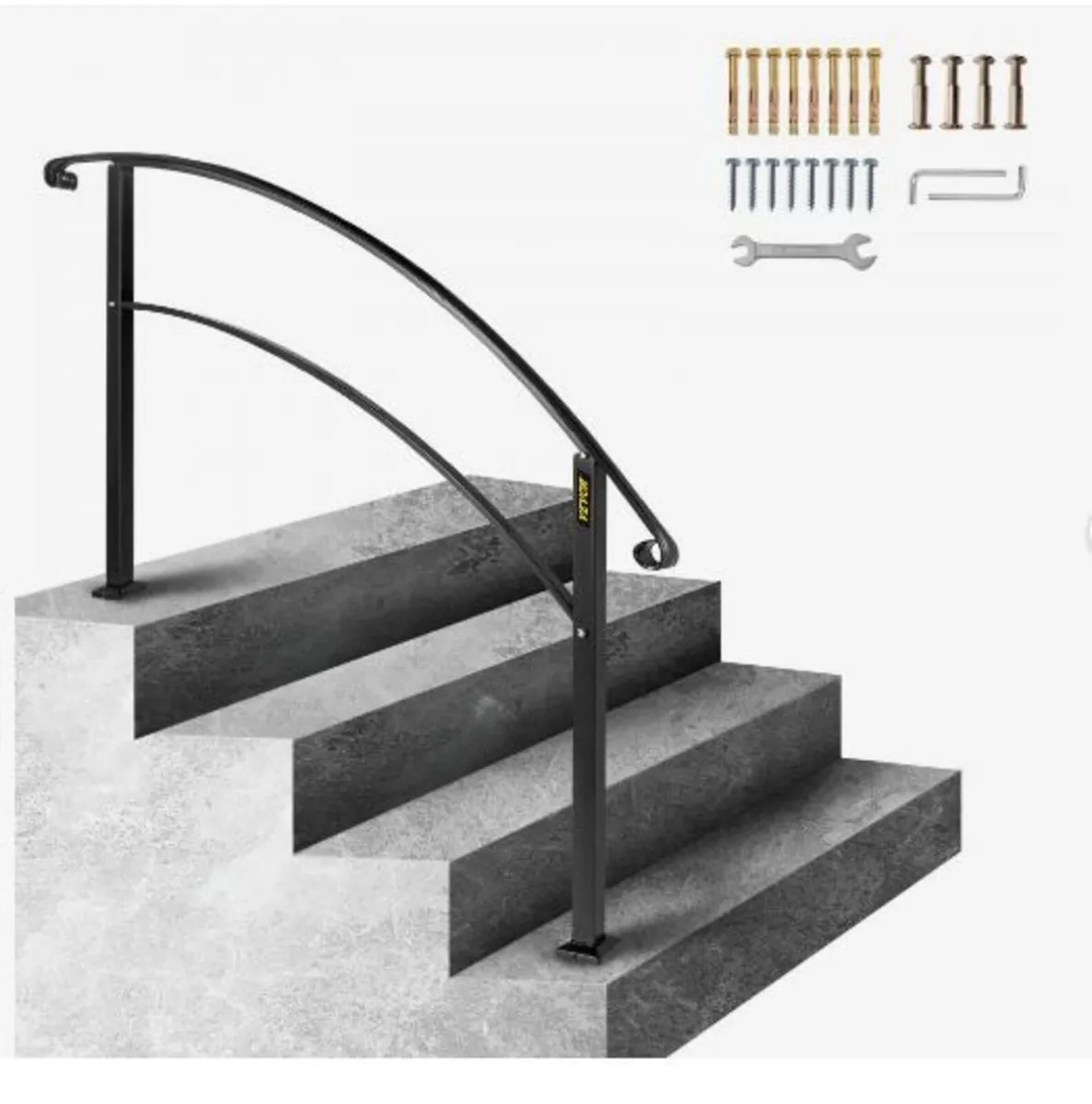 4-Step Handrail Fits 1 or 4 Steps Matte Black Stai - Image 4