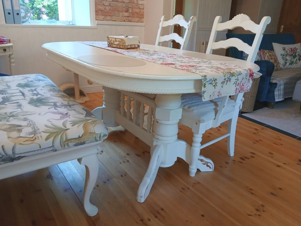 Biarritz style dining table extendable + 2 Chairs - Image 4