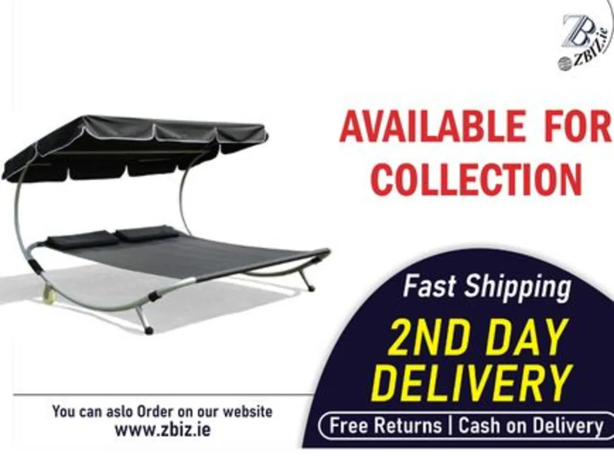 Double Sun Lounger with Canopy, for 2 People - Image 1