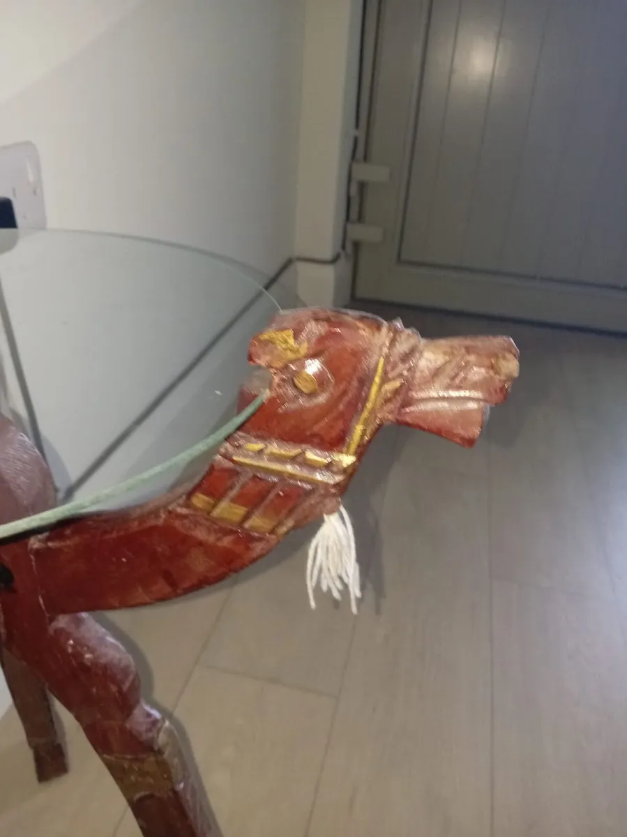 glass top camels head occasional table - Image 2