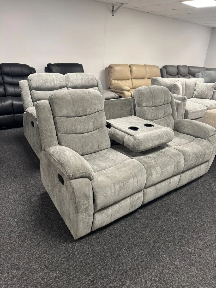 Roma Grey Fabric Manual Recliner Sofa Set - Image 3