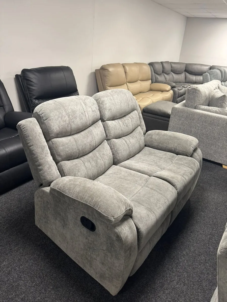 Roma Grey Fabric Manual Recliner Sofa Set - Image 2
