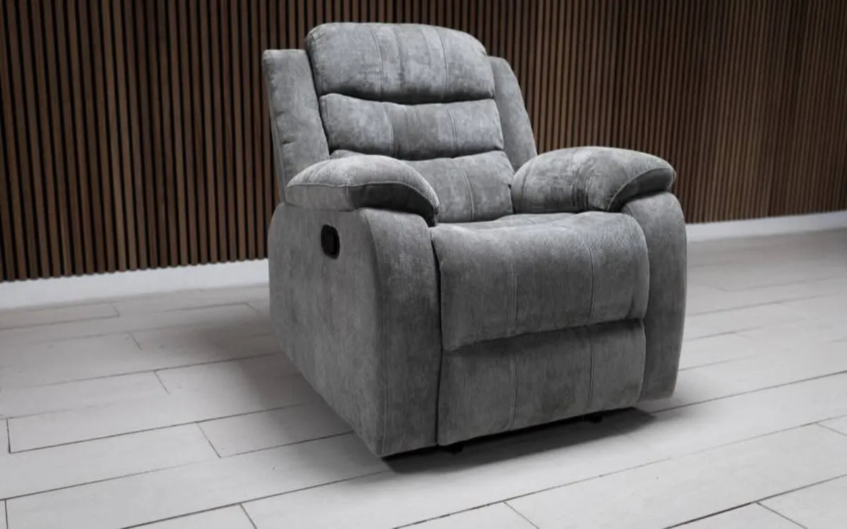 Roma Grey Fabric Manual Recliner Sofa Set - Image 4