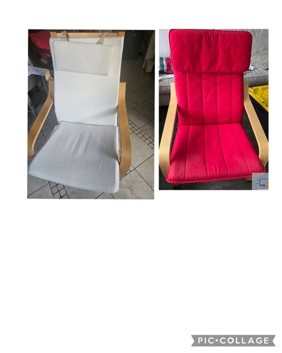 armchair  red / cream - Image 1