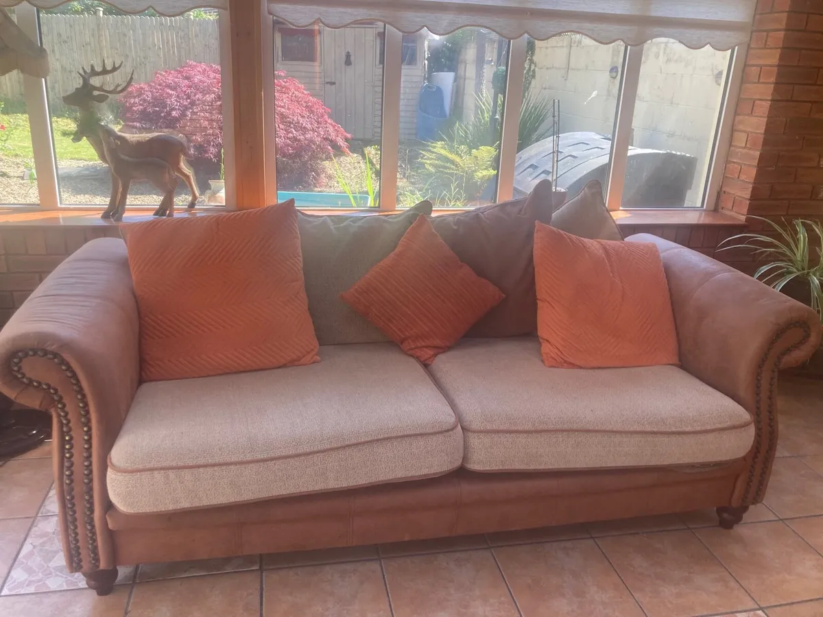 Couch with foot stool - Image 1