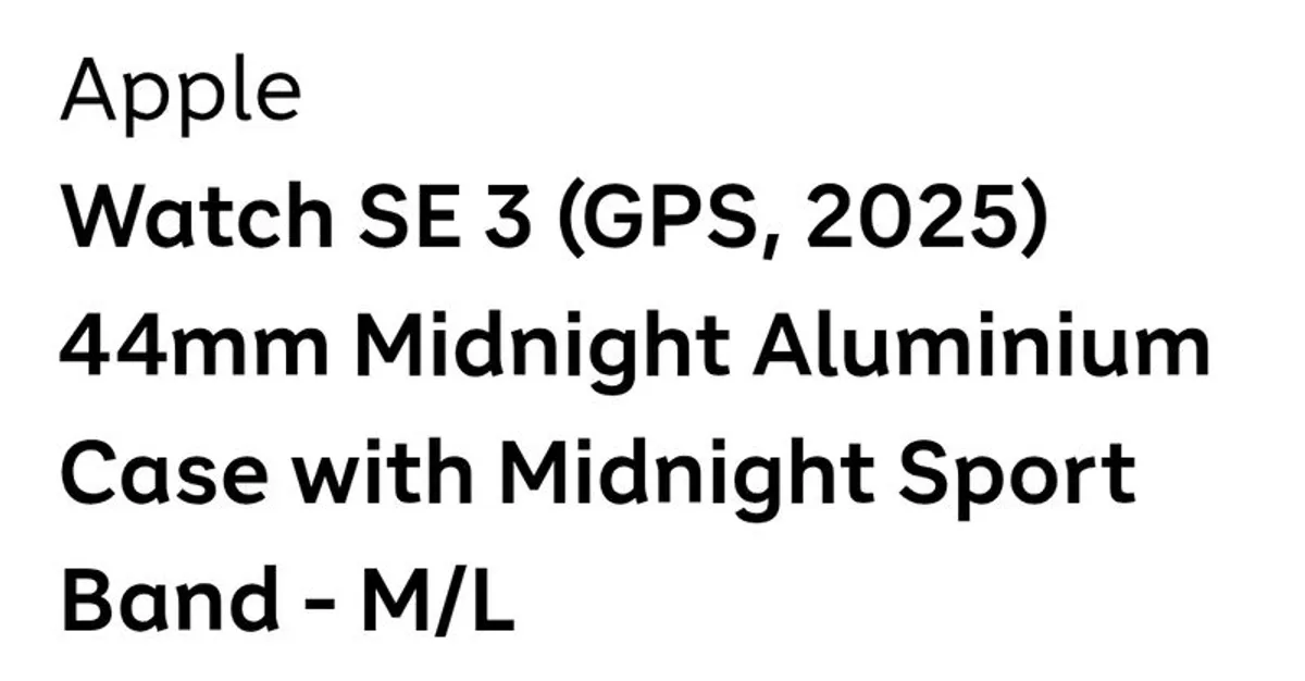 Apple Watch SE 3 (GPS, 2025) 44mm Midnight Aluminium Case with Midnight Sport Band - M/L - Image 2